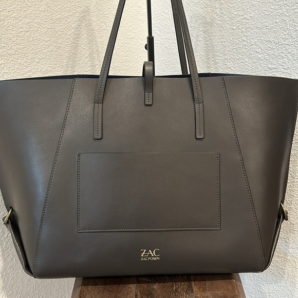 ZAC Zac Posen Eartha Folded-Guss et Tote - Grey Large Tote Handbag - Picture 6 of 11